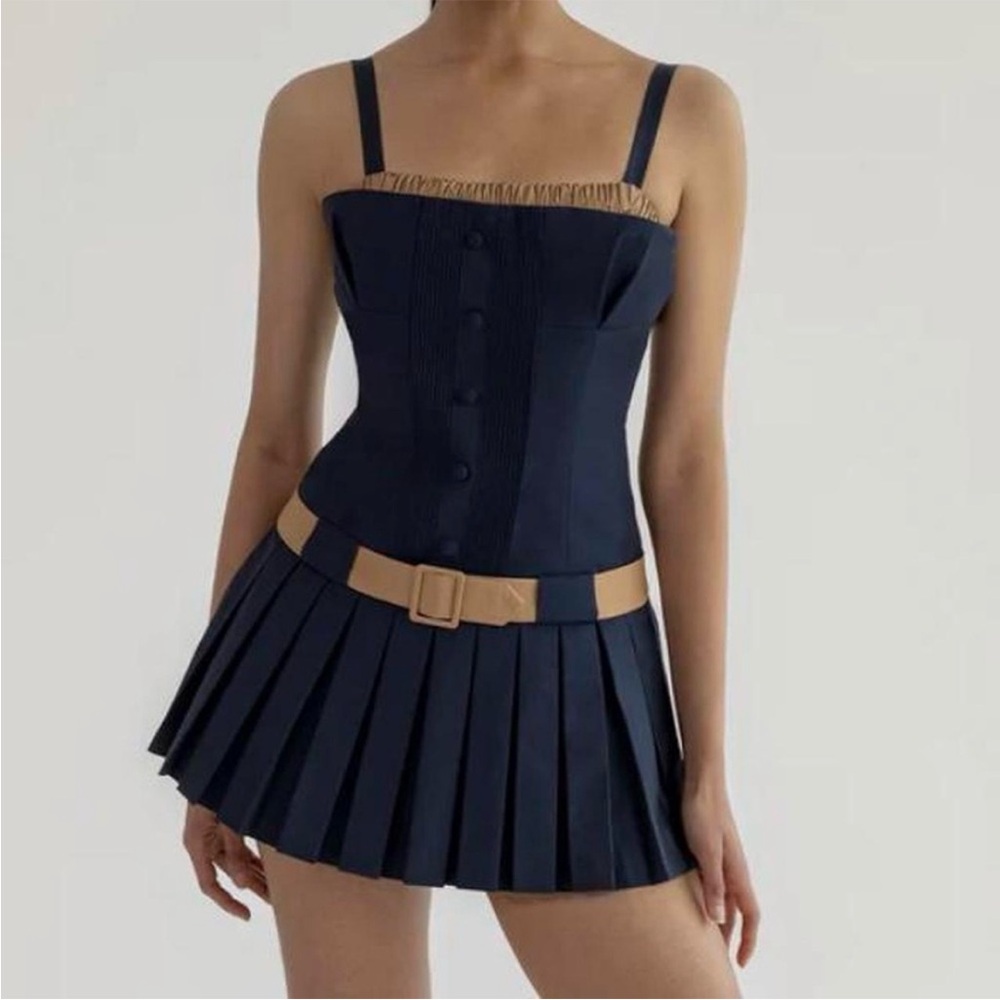 ORSEUND IRIS Navy/Tan "Le Playsuit"